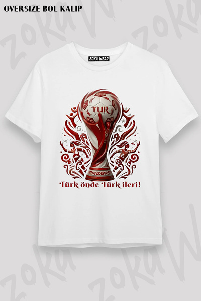 ZOKAWEAR تي شيرت مطبوع عليه كأس العالم للجنسين بتصميم فضفاض لكأس العالم في تر...