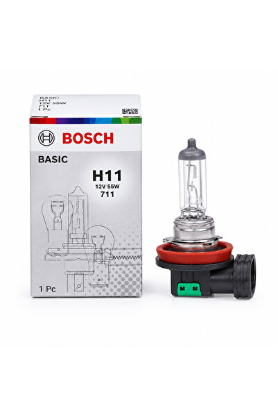 Bosch H11 12V 55W Halojen Far Ampulü Tekli Oto Kısa Far Sis Farı Lambası