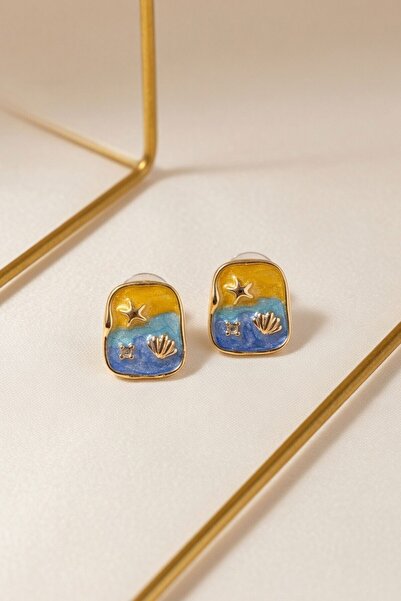 RMY MODA Women's Yellow Starfish and Coral Figured Medallion Earrings