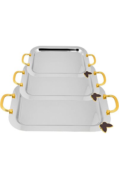 Generic Rectangular serving tray set of 3 pieces with side handles from Al Sa...