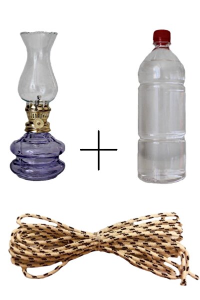 Genel Markalar Mor Gaz Lambası Seti, 500 ml Kandil Yakıtı ve Fitil ile şık ay...