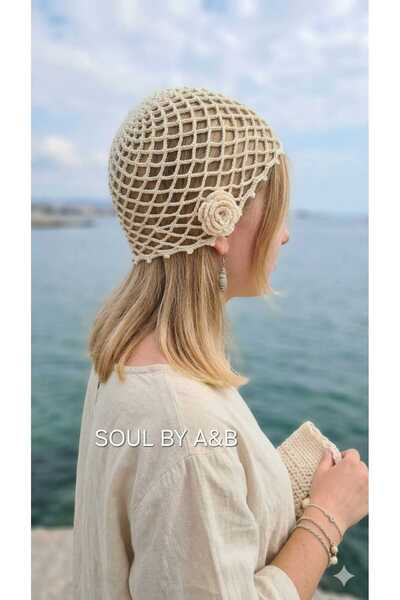 SOUL BY A&B El örgüsü file bere yazın trendi plaj şapka bere