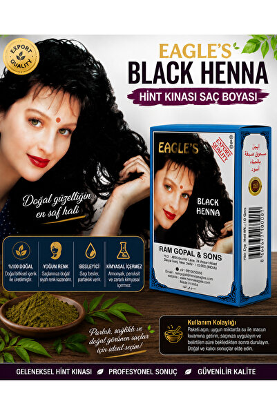 CRİSTAL Black Henna Hint Kınası Saç Boyası Siyah Renk 6’lı Kutu Doğal Görünüm...