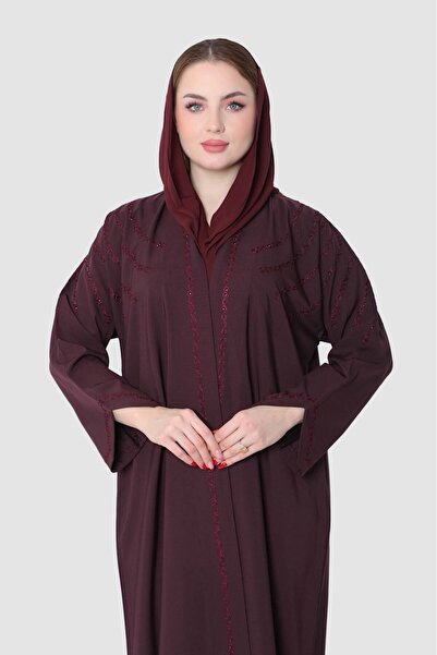 Stylish Fashion عباية من ستايلش فاشن باللون العنابي