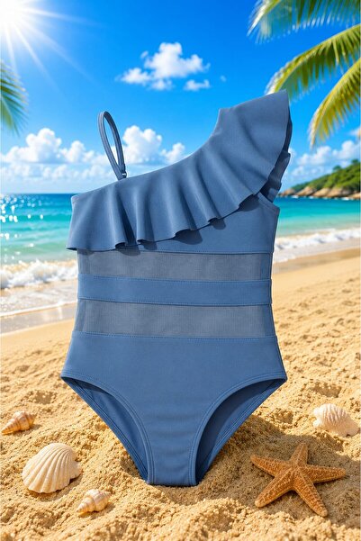 My Kids Wear Girl's One-Piece Swimsuit with Ruffle and Tulle Detail. 12840