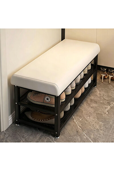 genric FFD Shoe Bench with Cushion Seat, 3-Tier Shoe Rack Storage Organizer, ...