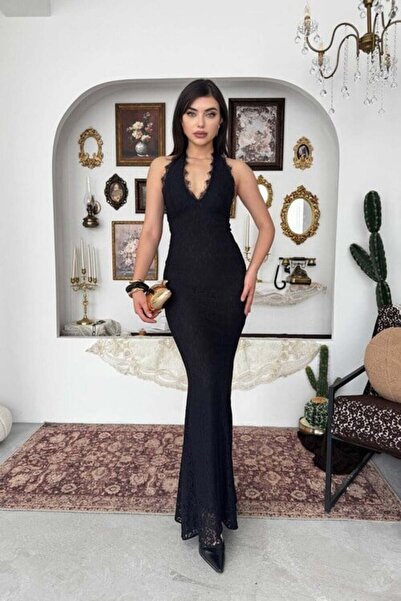 CKM MODA Lens lace midi dress black