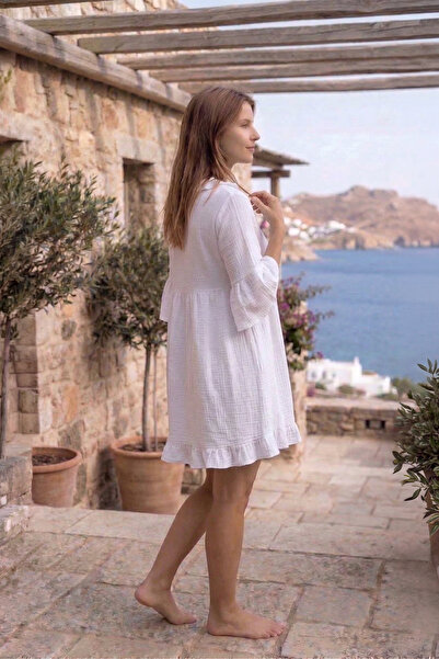 Bedinn Müslin Fırfırlı Elbise Elysia - %100 Pamuk Salaş Boho Stil