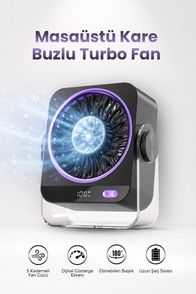 SEYUTECH Masaüstü Buzlu Soğutmalı Turbo Fan Taşınabilir Uzun Şarj Ömürlü Diji...