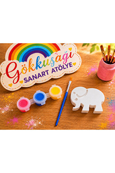 Gökkuşağı Fil taş boyama seti- kreş etkinliği - anaokulu- Atölye çalışmaları