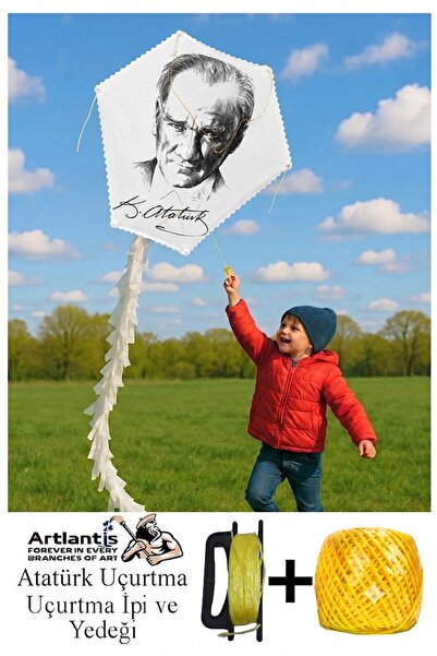 Artlantis Renkli Uçurtma Çıtalı Yedek İpli 1 Paket Uçurması Kolay Uçurtma Ahş...