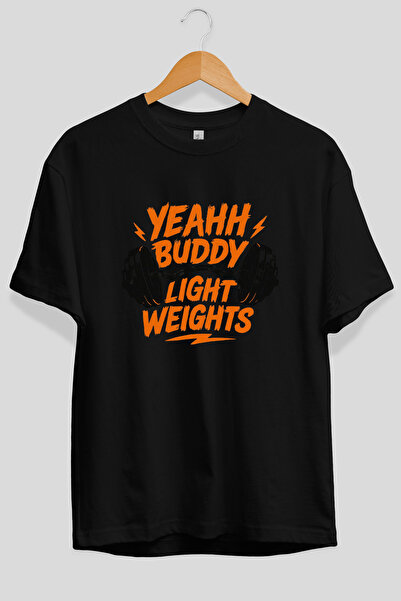 Ankhises Yeah Buddy Gym Tricou negru cu imprimeu frontal supradimensionat, 10...