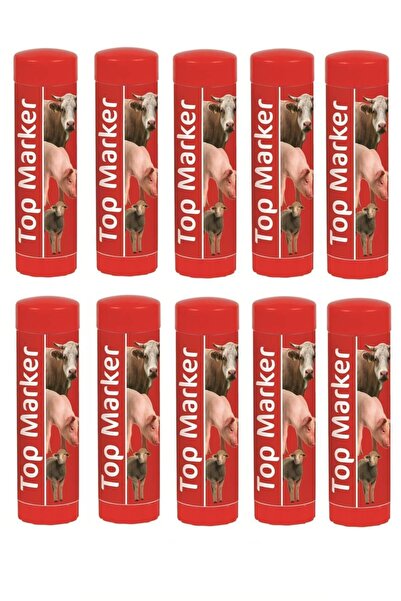 KERBL Hayvan Işaretleme Kalemi Boyası Kırmızı 10 Adet Top Marker