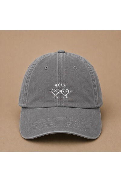WeavedCo Bffs <3 Best Friend Embroidered Vintage Washed Cap Hat