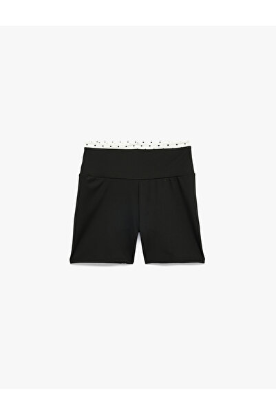 Koton High Waist Sports Biker Leggings with Polka Dot Belt Detail