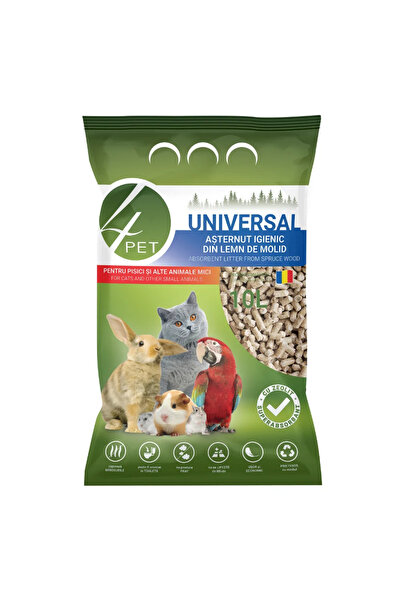 4Pet Așternut igienic universal din peleți de lemn 10L pentru pisici, rozătoa...