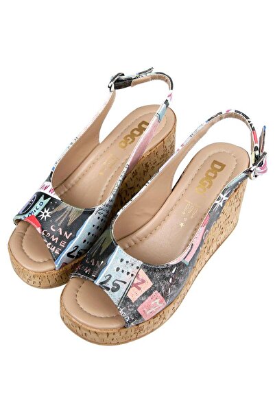 Dogo Women's Vegan Leather Black Wedge Heeled Sandals - El Cosmico Design