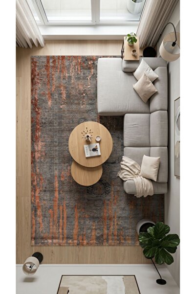 KREASYON HALI Atelier AE001 Bronz Uzun Ömürlü Yumuşak Dokulu Salon Yatak Odas...