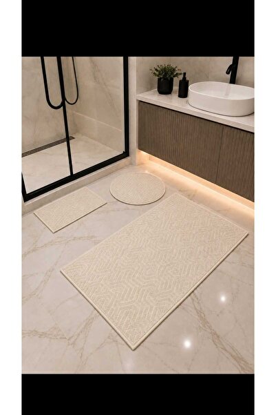 AKSU DİNARSU armoni lux embos banyo halısı yıkanabilir modern banyo paspası 1...