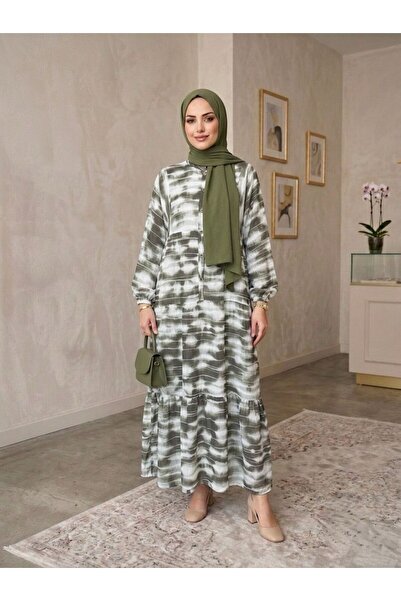 ECEYLÜL MODA Women's Brush Patterned Modal Cotton Loose Fit Hijab Dress - Com...
