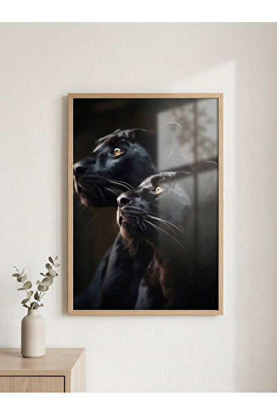 bestablo Portretul Jaguarului Negru |   Tablou din lemn înrămat |   Decor pen...