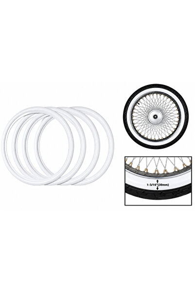 Omega 16 İnç Motorsiklet Beyaz Yanak Görünümlü Lastik Aksesuarı 30 mm 4 Adet Set