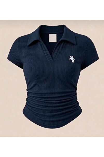 DEEFWEAR Bluză Y2k cu guler polo și broderie