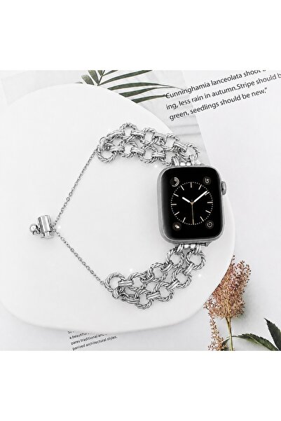 Alstrap Apple Watch 11-10 42mm 9-8-7 41mm 6-5-SE 40mm Uyumlu Kadın Metal Zinc...