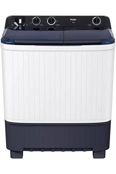 Haier غسالة ملابس منزلية بحوضين سعة 8 كجم، لون أبيض - HTW80-1217
