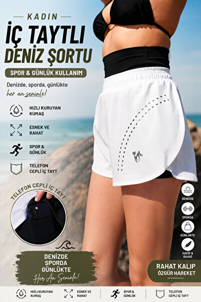 aselon Pantaloni scurți de damă cu interior tip colanți, cu model laser și bu...