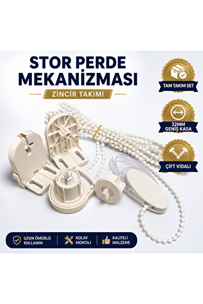 bgvibe 2 Adet Stor Perde Mekanizması 32mm Geniş Kasa Çift Vidalı Takmatik Zin...