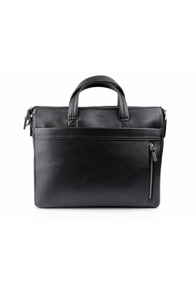 AlphaClub Bag Men's Black Genuine Leather Laptop Bag with Laptop Compartment,...