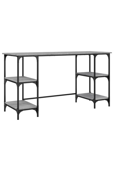 vidaxl Birou, gri sonoma, 140x50x75 cm, metal și lemn prelucrat