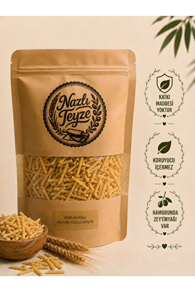 NAZLI TEYZE Parmesan Peynir Tozlu Erişte 300 g El Yapımı Sütlü Yumurtalı Erişte