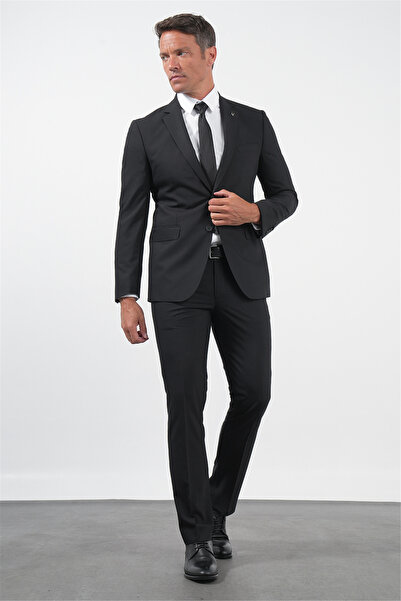 İmza Black Gabardine Mono Collar 8 Drop Slim Fit Slim Fit Basic Suit 1001255006