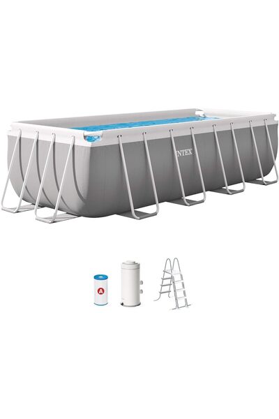 Intex 4 2 m x 1.22 m Prism Frame Rectangular Pool Set, Multicolour-26790