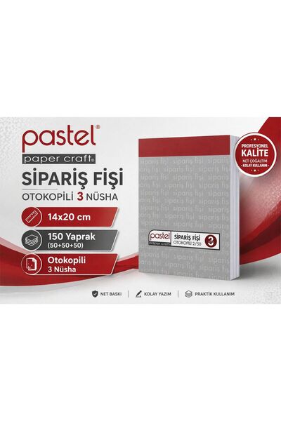 pastel paper craft Sipariş Fişi 14x20 cm 2/50 ( 50+50+50: 100 Yaprak) Otokopi...