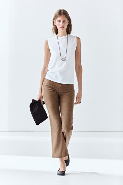 Massimo Dutti %100 pamuklu kolsuz top