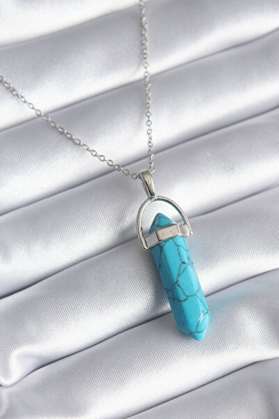 OGHAMAY 316L Steel Silver Color Blue Stone Model Women's Necklace