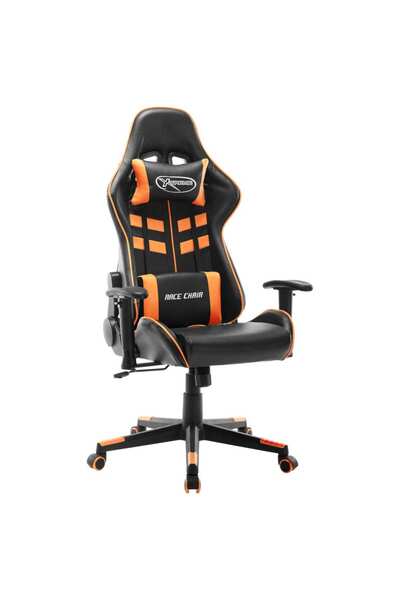 vidaxl Scaun de jocuri, negru și portocaliu, piele artificială