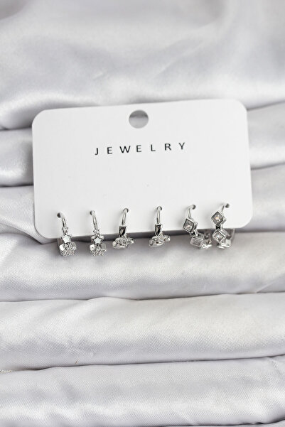 OGHAMAY Silver Color Brass Star Model Women's Earring Set