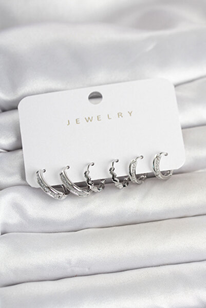 OGHAMAY Brass Silver Color Women's Earring Set