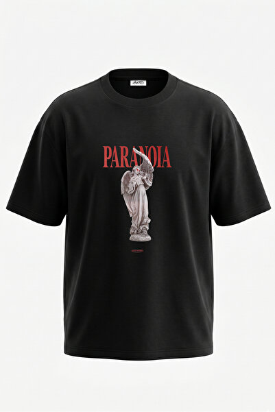 Anetos Tricou oversize negru din bumbac cu imprimeu pe spate Red Eyed Angel D...