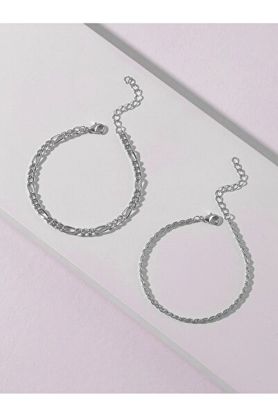 OGHAMAY Silver Color Unisex Şavin and Burgu Combination Bracelet - 2123