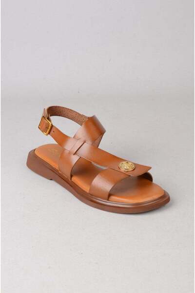 SEÇ KUNDURA Seç c319 genuine leather women's sandal (sole: 2 cm) taba