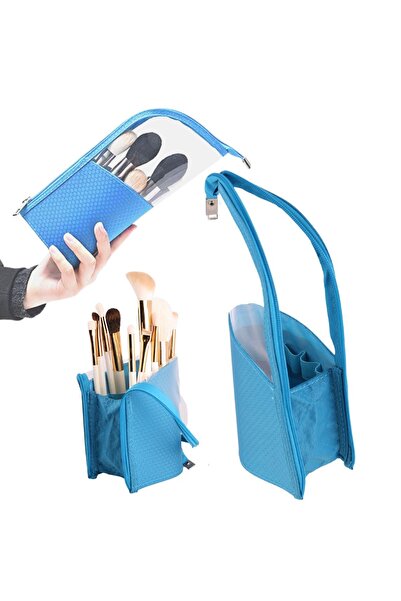 Mardil Organizator pentru pensule de machiaj, albastru, cu 24 de buzunare, ge...
