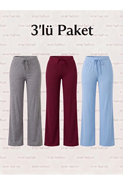 Siner Fashion 3-dijelne ženske pamučne ležerne hlače širokih nogavica