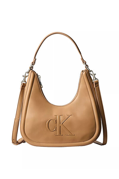 Calvin Klein Women's Leather Short Handle Zipper Closure Ck Logo Patterned Br...