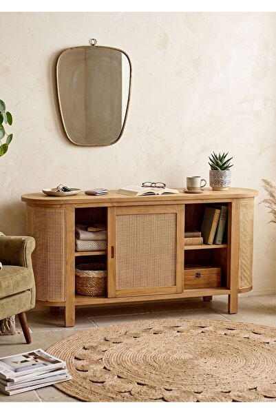 Lessio Home Sardinia Teak (Tik) Masif Ahşap Konsol - Doğal Hazeranlı TV Ünite...