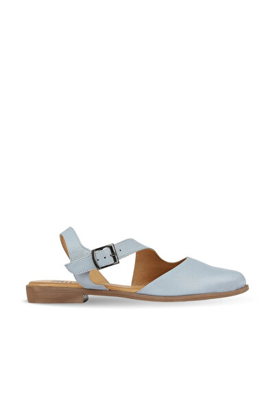 BUENO Blue Leather Women's Flat Sandals
